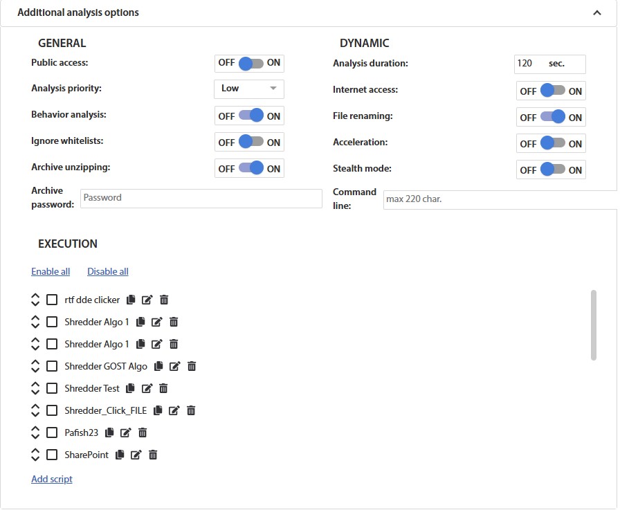 Fig. 4 – File Upload Form with Additional Settings