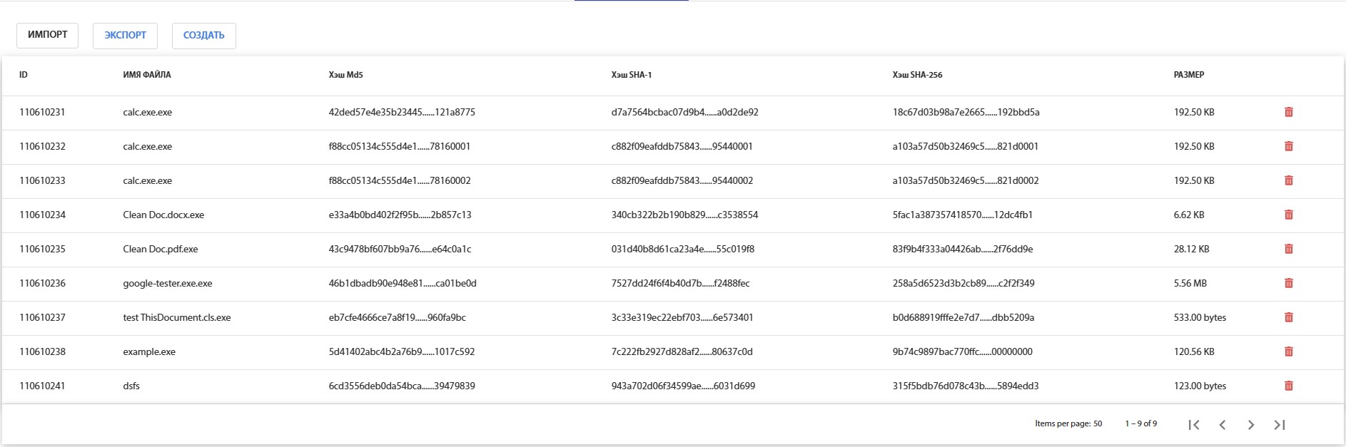 Рис. 4.5.1 - таблица белого списка